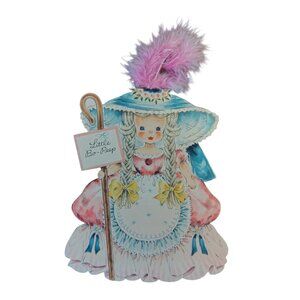 Vintage 1947 Hallmark Little Bo Peep Greeting Card, Pink Feather, Hall Brothers